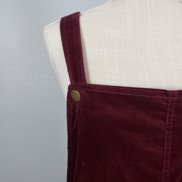 ABOUND Maroon Velveteen Overall Mini Dress Sz L - Picture 4 of 12
